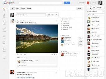 Обновленный интерфейс Google+